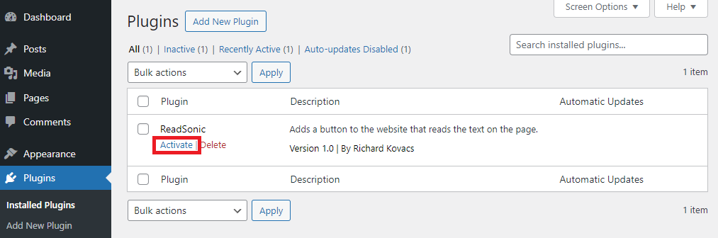 Activate Plugin